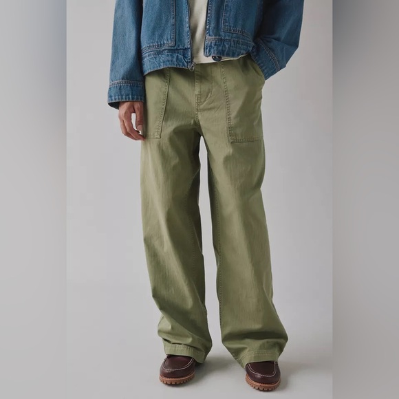 Urban Outfitters BDG Dayton Herringbone Twill Pants Olive Green Size 32 Classic - Picture 12 of 13